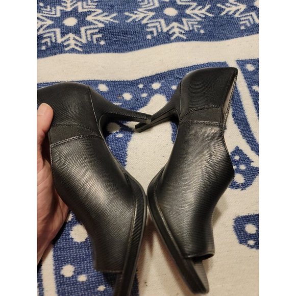 Lifestride Black Faux Leather Peep Toe Pump Heels Size 8.5 - Picture 5 of 10